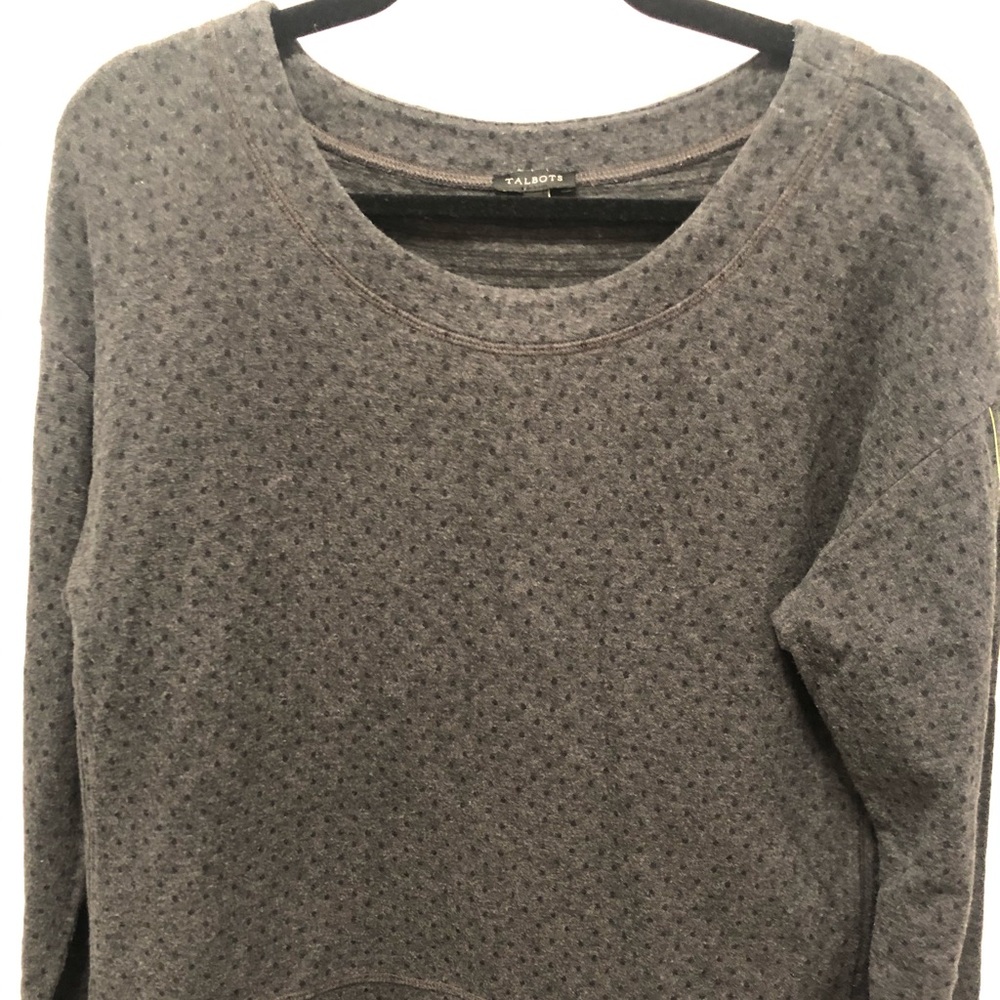 Talbots Grey with Black Polka Dots Top Medium